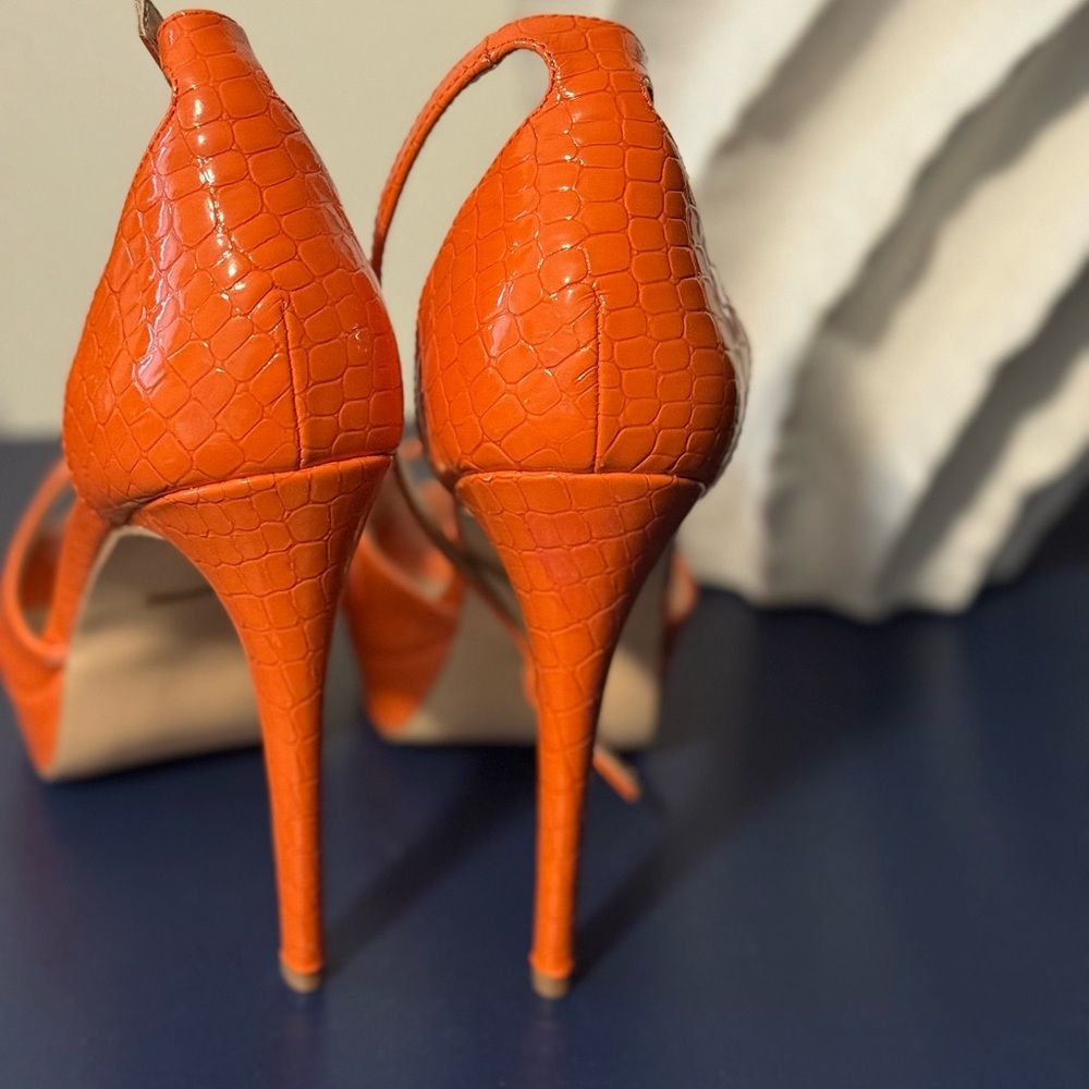 Orange Peep-Toe Heels - Picture 5 of 6